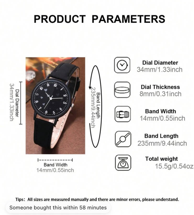 **REDUCED 70%off Black November : 4piece Watch with matching Bracelet, Chain and Earrings gift set**