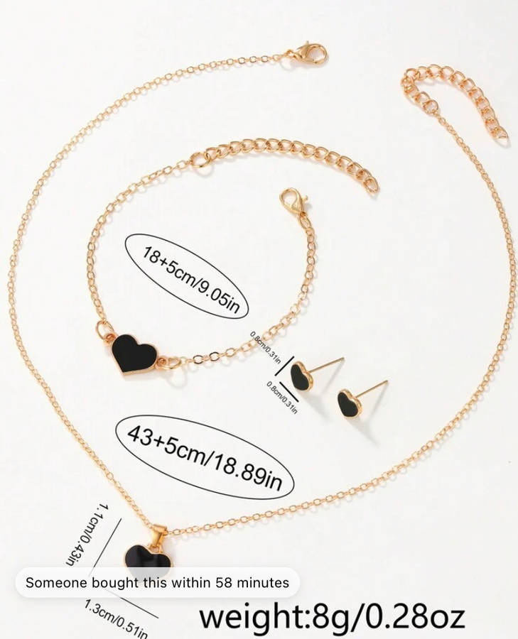 **REDUCED 70%off Black November : 4piece Watch with matching Bracelet, Chain and Earrings gift set**