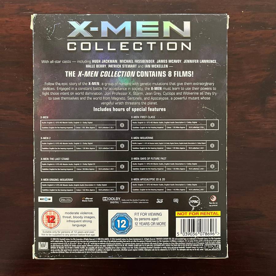 X-Men Collection Blu Ray 8 Movie Boxset UK Press Import