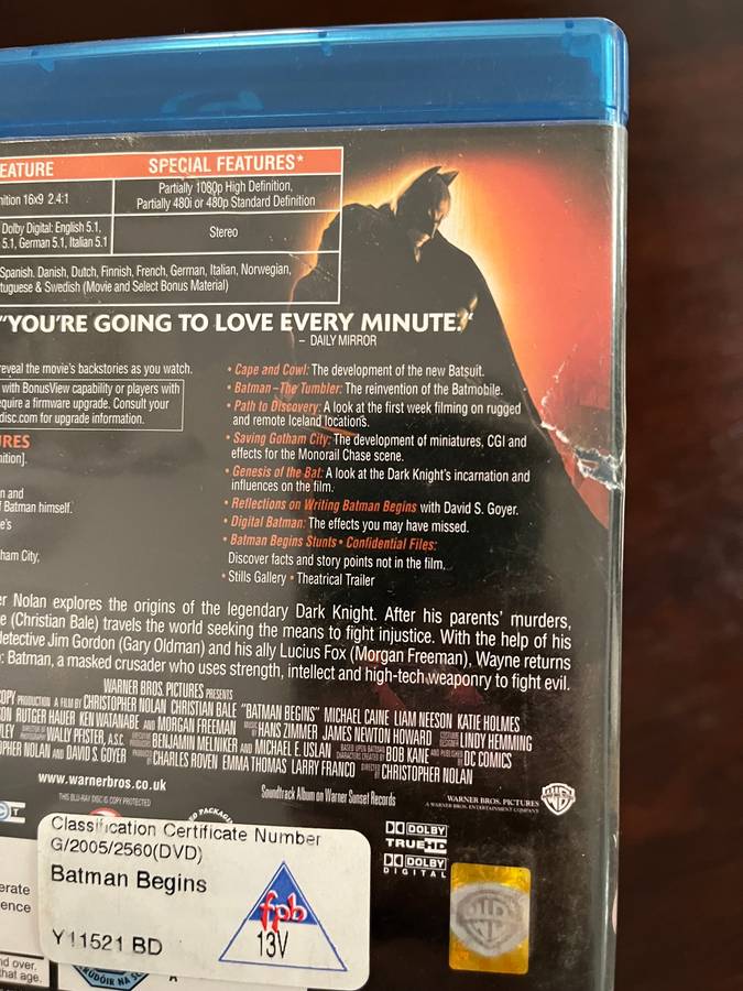 Batman Begins Blu Ray UK Press Import