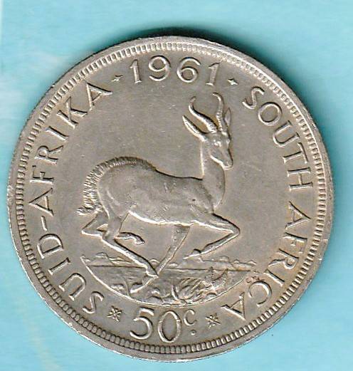1961 South Africa Silver Fifty Cent. As per scan.