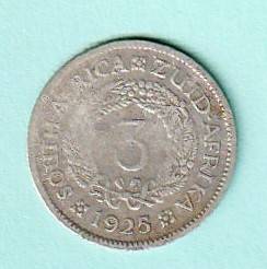 1925 South Africa Union Silver Three Pence. As per scan.