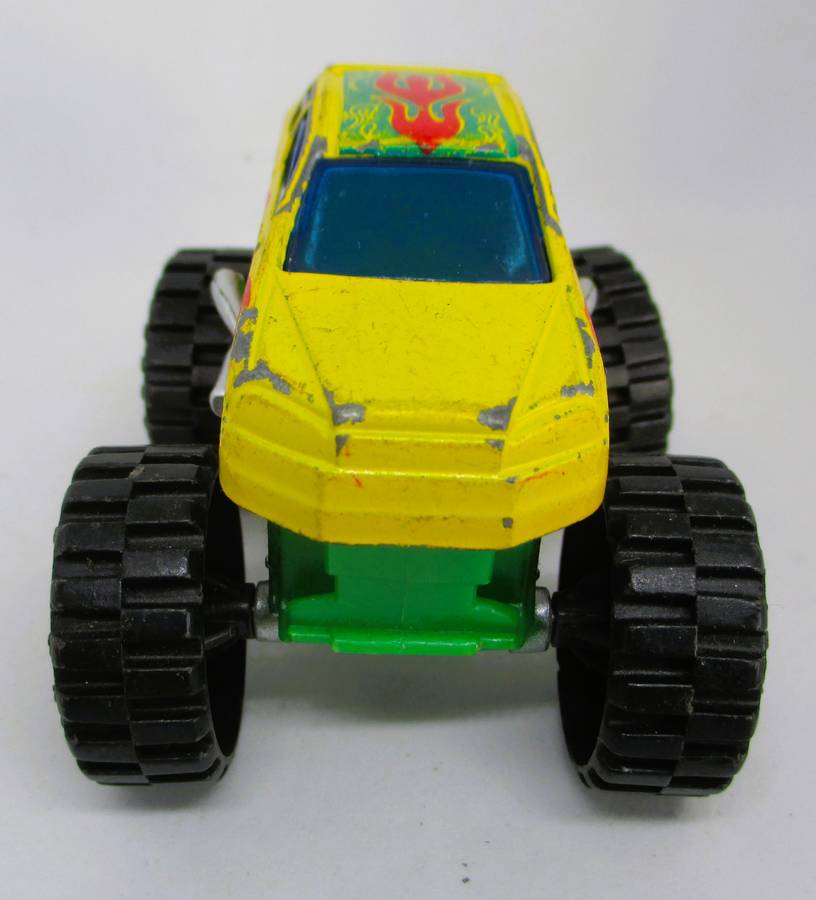 Vintage 1:64 Mitsubishi Lancer Evo VII Monster Truck Suntoys  Truck / 1998 / Yellow With Flames