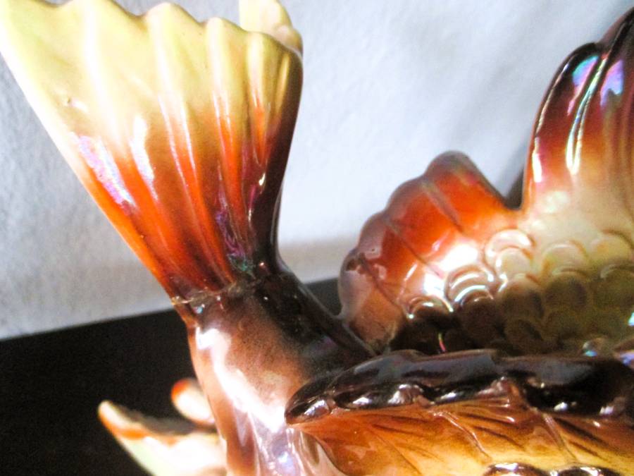 Lot of 2 Vintage 1950s Jema Holland Lustre Pheasant Birds. One repaired. 220mm high. Very collectabl