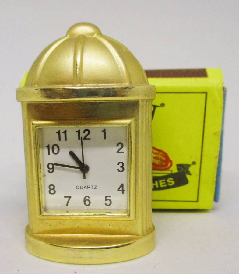 Vintage Miniature Domed Style Desk Clock Brassl, Quartz. 50mm high