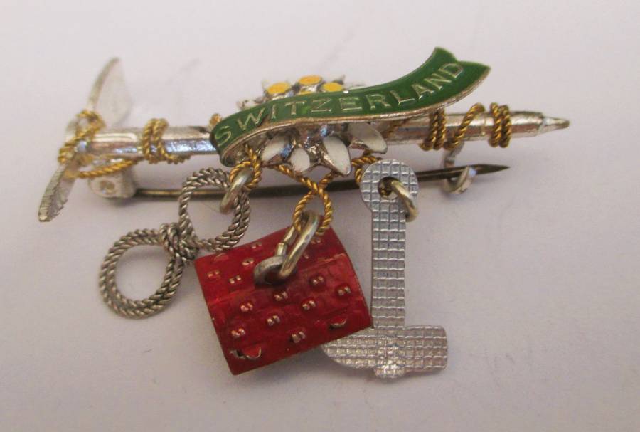 Vintage Switzerland Alps Hiking Flower Pic, Rope Tyrol Hat Pin