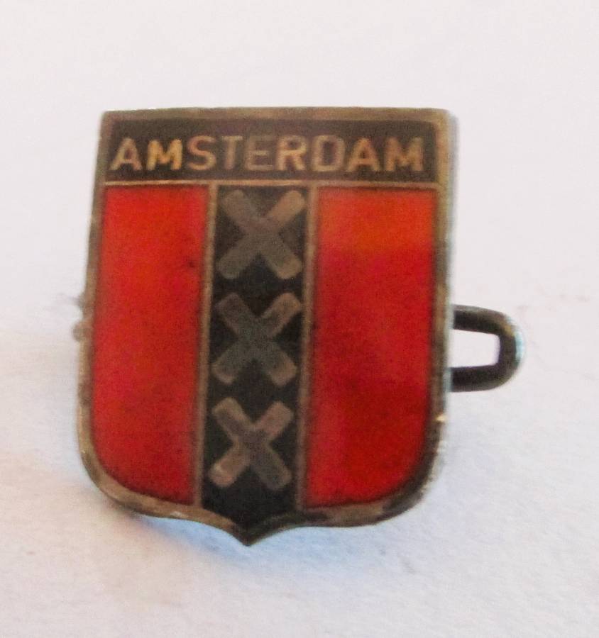 Antique City of Amsterdam Holland Netherlands Crest Coat of Arms Pin Badge