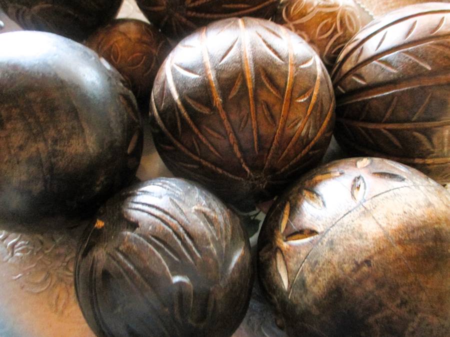 Hand Carved Wooden Decorative Orbs balls Lot of 9
