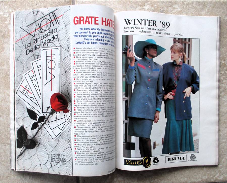 Vintage 1989 April, Cosmopolitan Magazine.