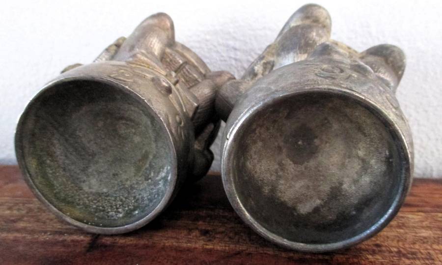 2x Vintage Humpty Dumpty Silver Plated/Pewter Egg Cup. Collectable. 60mm high.