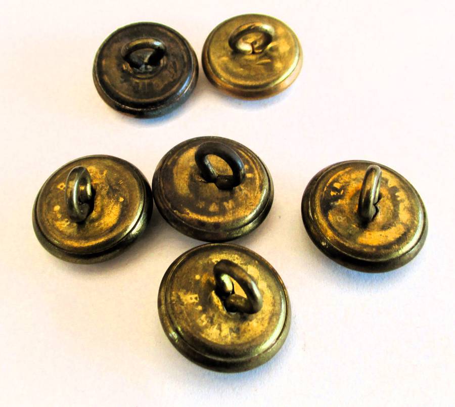 6 x Vintage Military Buttons, as per photo.