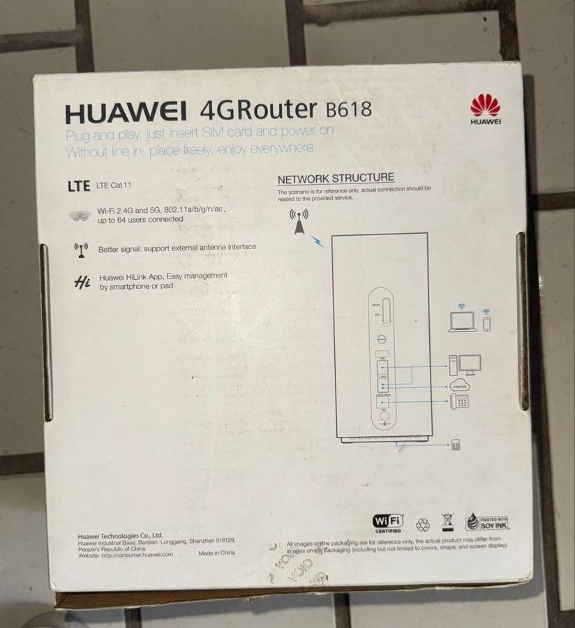 Huawei B618 4G/LTE Router - Accepts SIM card