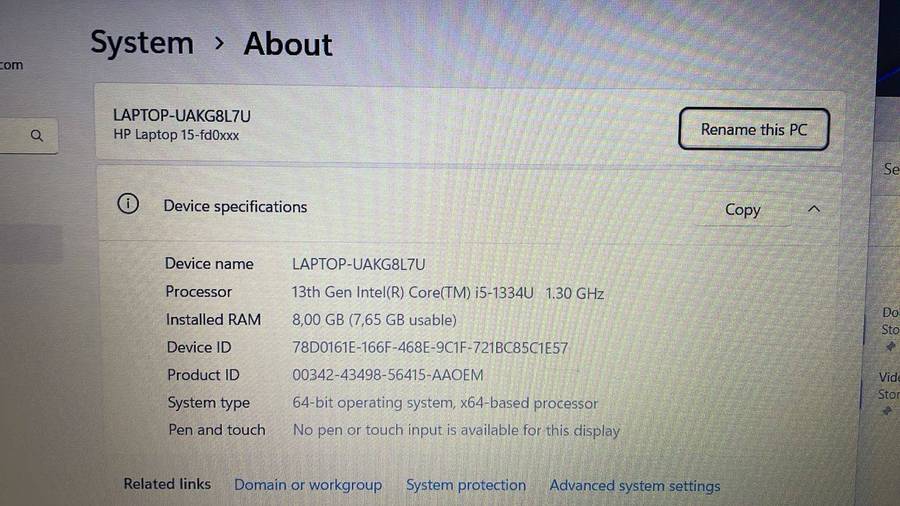 HP 15s-fd0032ni Intel® Core i5-1334U 8GB RAM 512GB SSD Laptop