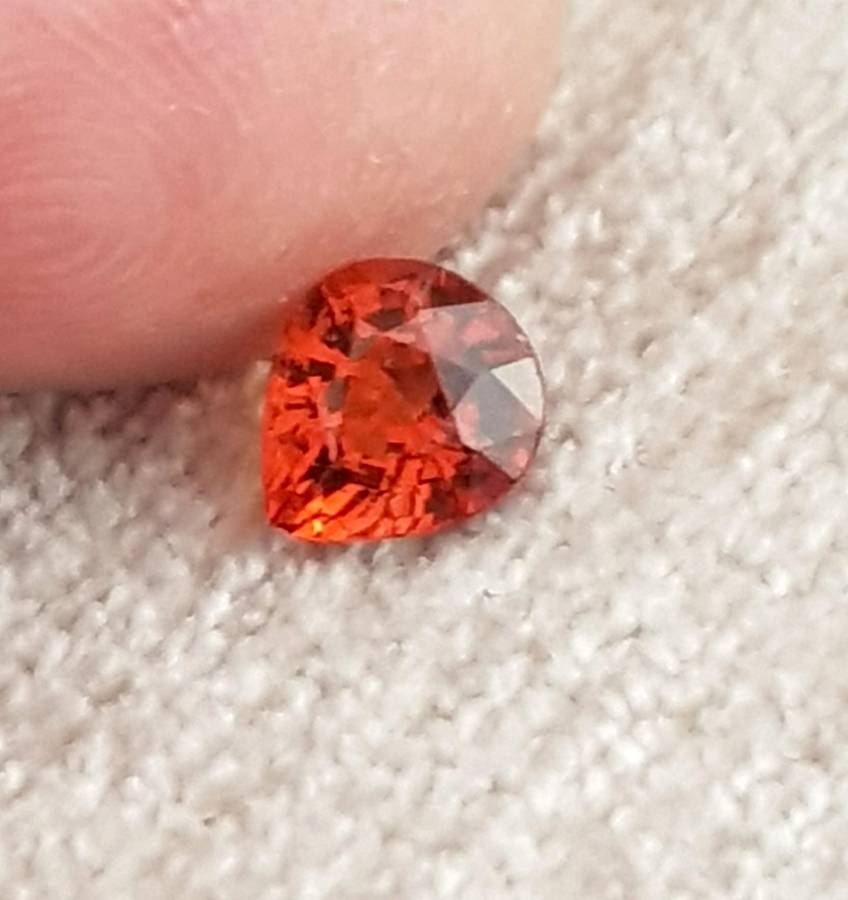 0.97ct Orange Hessonite Garnet 6.5x5.7mm Pear Natural - Tanzania Gem