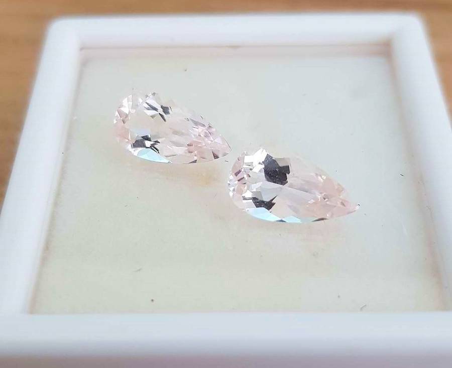 3.44cts Morganite Pear Cut Gemstone - Pair - Natural