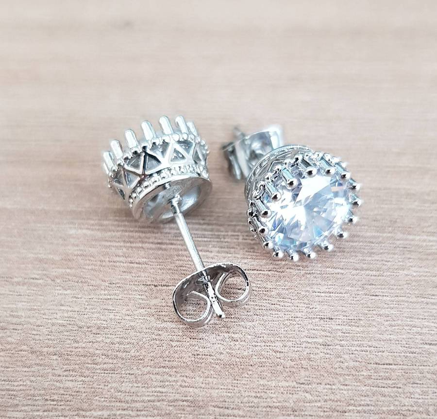 2.00 Carat Earrings Round NSCD Diamond  VVSI/D Plated in Platinum