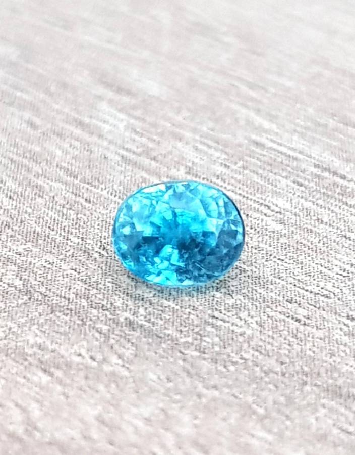 1.22Ct. Zircon Oval Facet Sea Blue Glistening Cambodia Natural