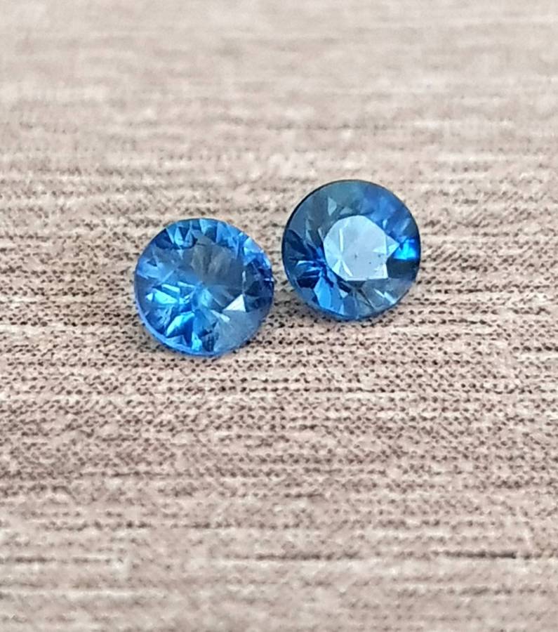 0.22ct Brilliant Blue Sapphire VS Round**PAIR** - Heated Australia Gemstone