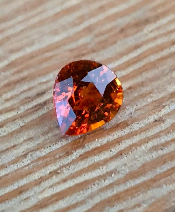 0.97ct Orange Hessonite Garnet 6.5x5.7mm Pear Natural - Tanzania Gem