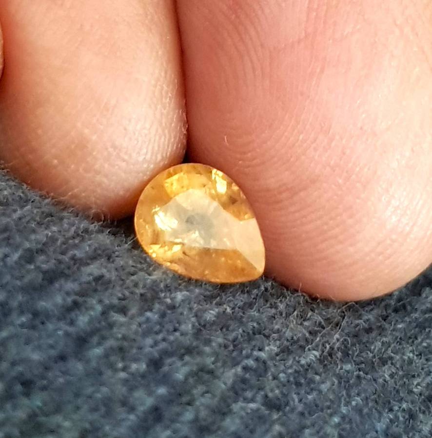 1.89ct  Yellow Sapphire Pear Cut 8x6mm  Madagascar Gem