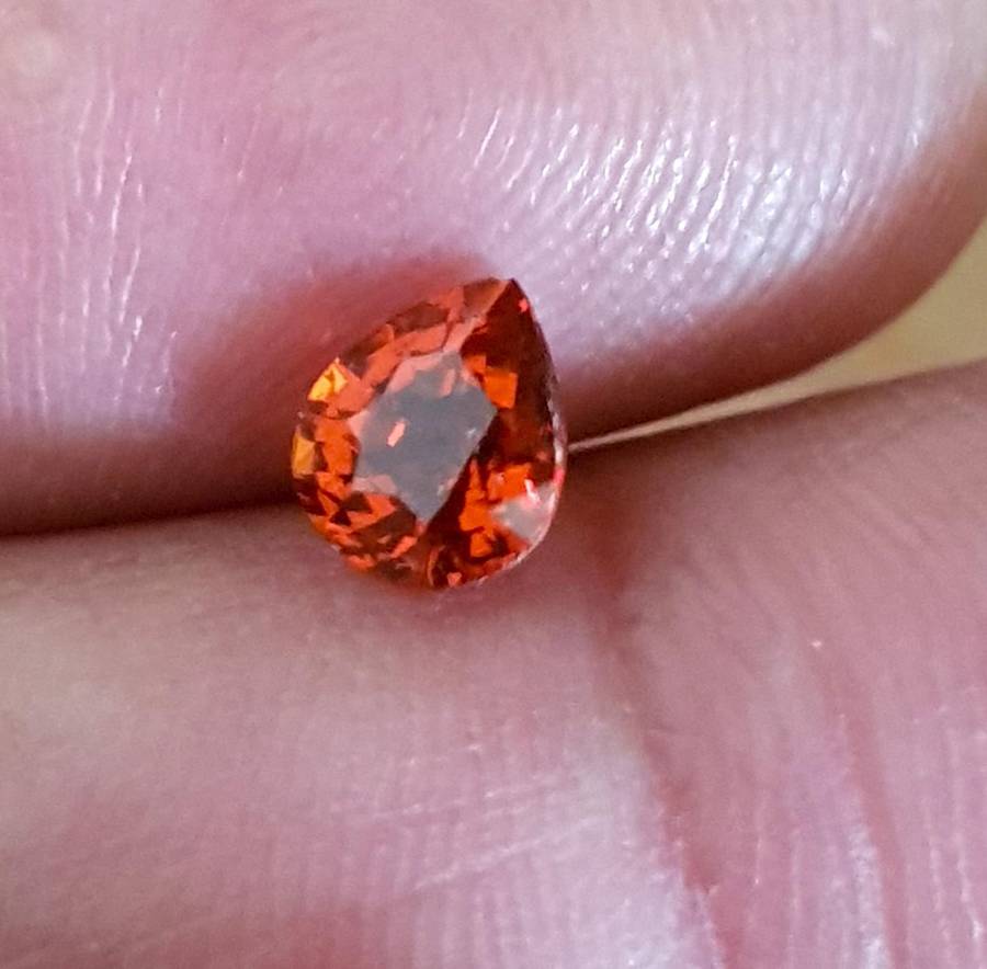 0.97ct Orange Hessonite Garnet 6.5x5.7mm Pear Natural - Tanzania Gem