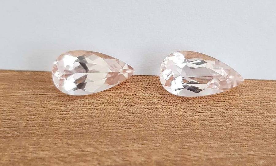3.44cts Morganite Pear Cut Gemstone - Pair - Natural