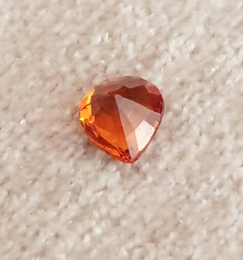0.97ct Orange Hessonite Garnet 6.5x5.7mm Pear Natural - Tanzania Gem