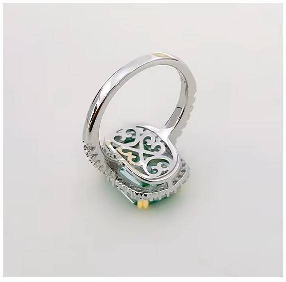 Light Green Cocktail Ring 925 Sterling Silver Gemstone