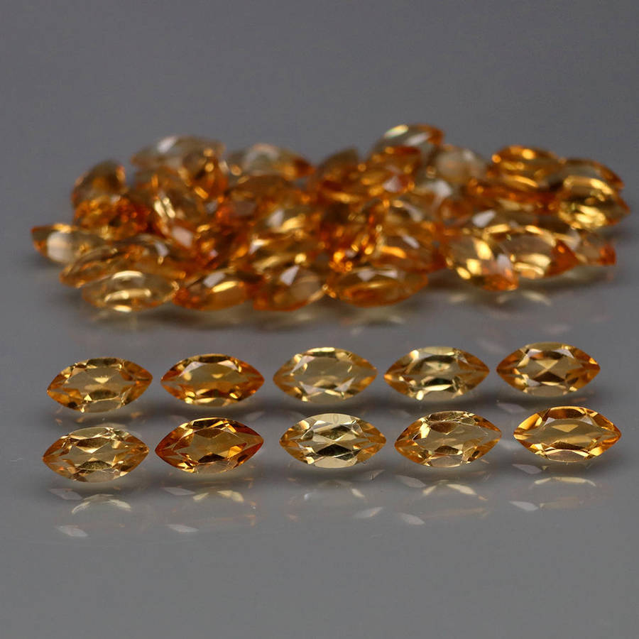 Yellow Citrine Marquise 1Pcs/0.24Ct. 6x3 mm. Brazil Full Sparkling