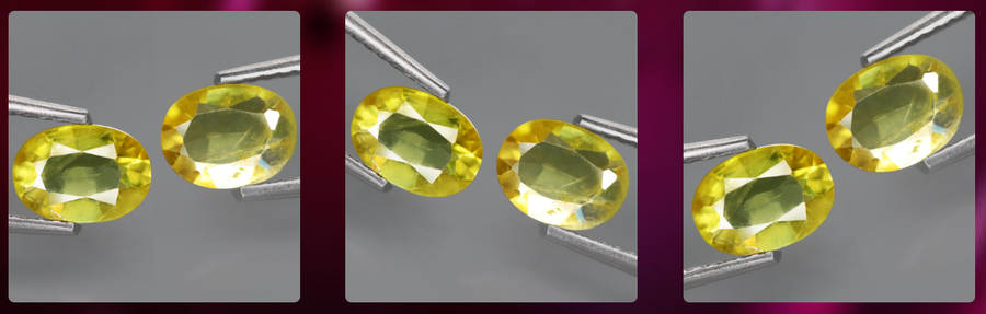 1.17Ct. Sphene Yellowish Green **Pair**Oval Madagascar Ravishing Colour Alluring!  Natural