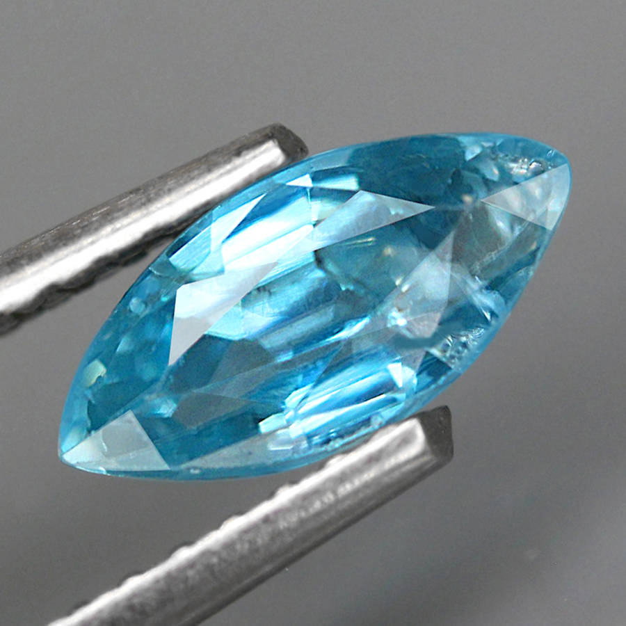 0.91Ct. Zircon Blue Marquise Only Heated Cambodia Gem Ultra Lustrous Ravishing!