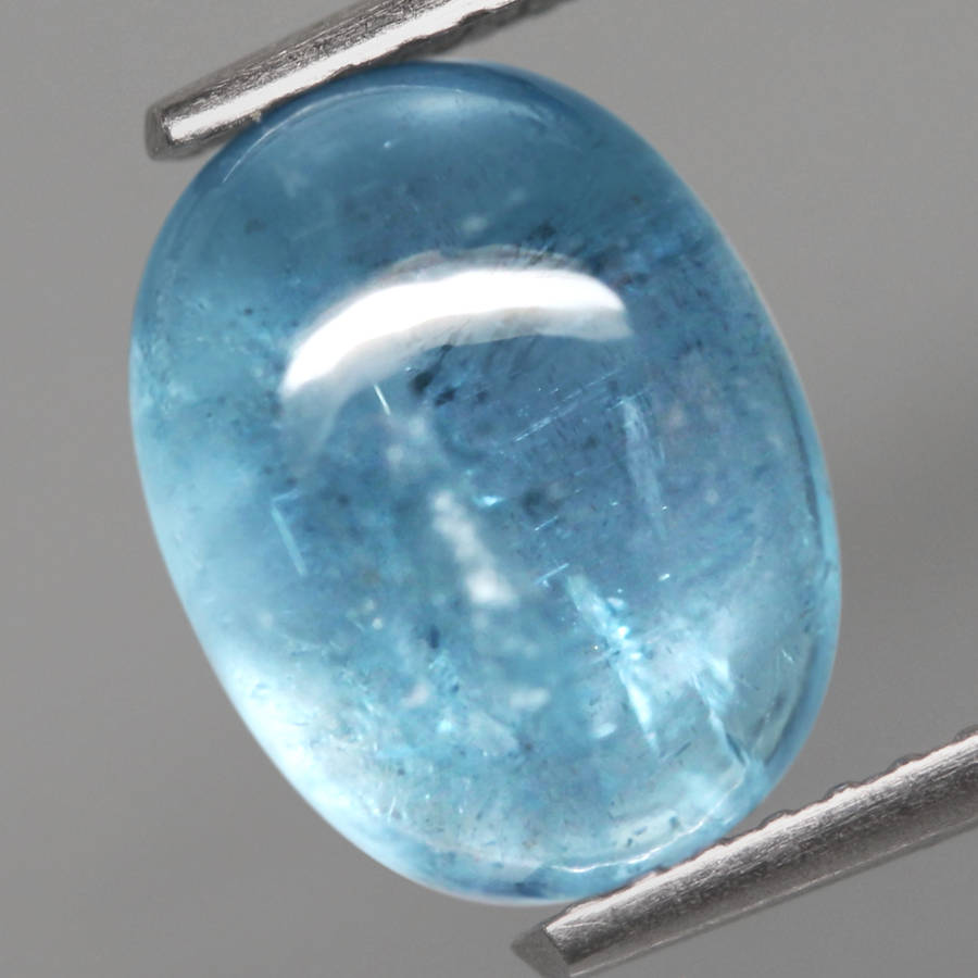 2.93Ct. Aquamarine Blue Oval Cabochon Brazil Gem Shimmering! Unheated Natural