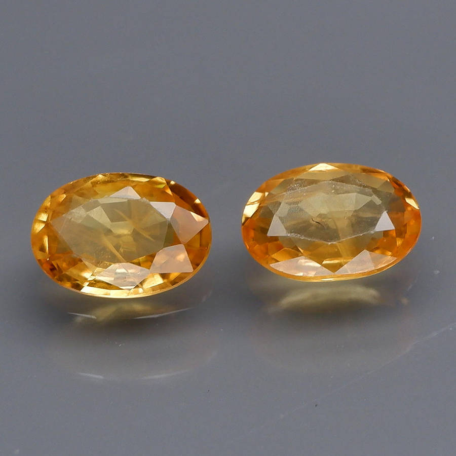 Yellow Sapphire Oval  0.86Ct.5.5x4 mm.**PAIR!** Ravishing Songea, Africa