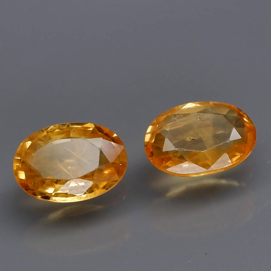Yellow Sapphire Oval  0.86Ct.5.5x4 mm.**PAIR!** Ravishing Songea, Africa