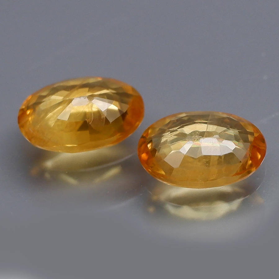 Yellow Sapphire Oval  0.86Ct.5.5x4 mm.**PAIR!** Ravishing Songea, Africa