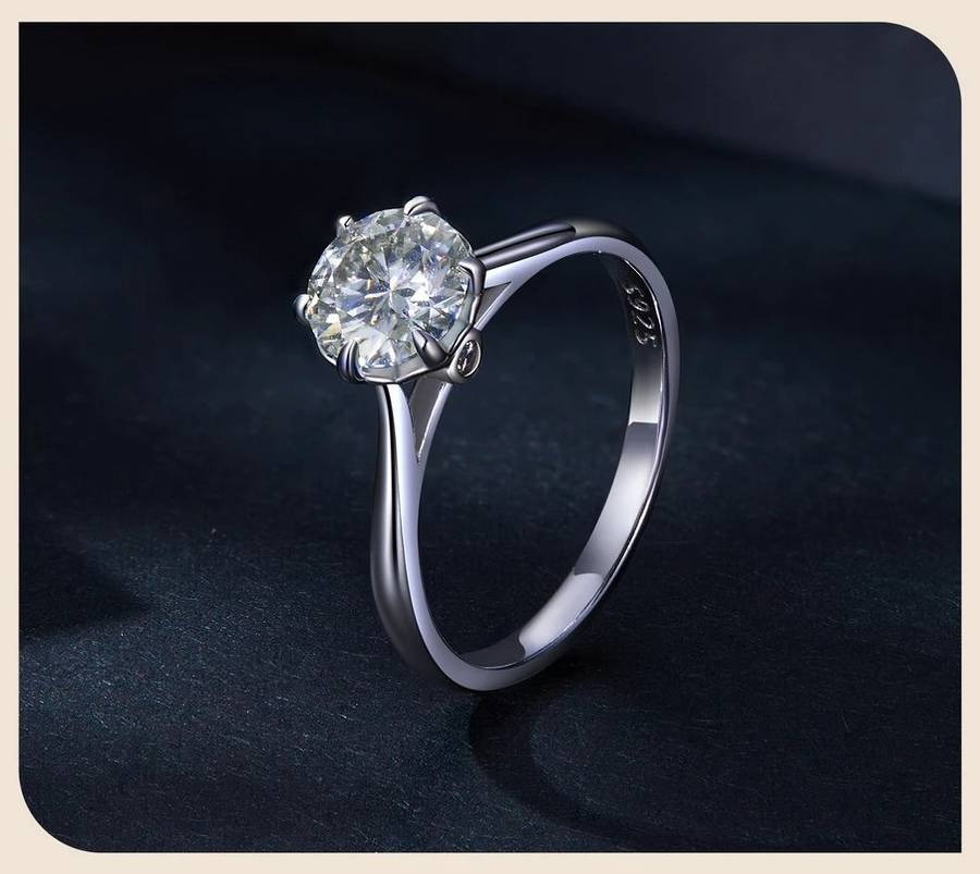 1.00 Carat Moissanite**GRA Certified**  VVSI/D Engagement Ring in Sterling Silver