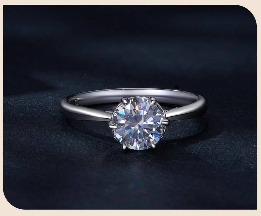 1.00 Carat Moissanite**GRA Certified**  VVSI/D Engagement Ring in Sterling Silver