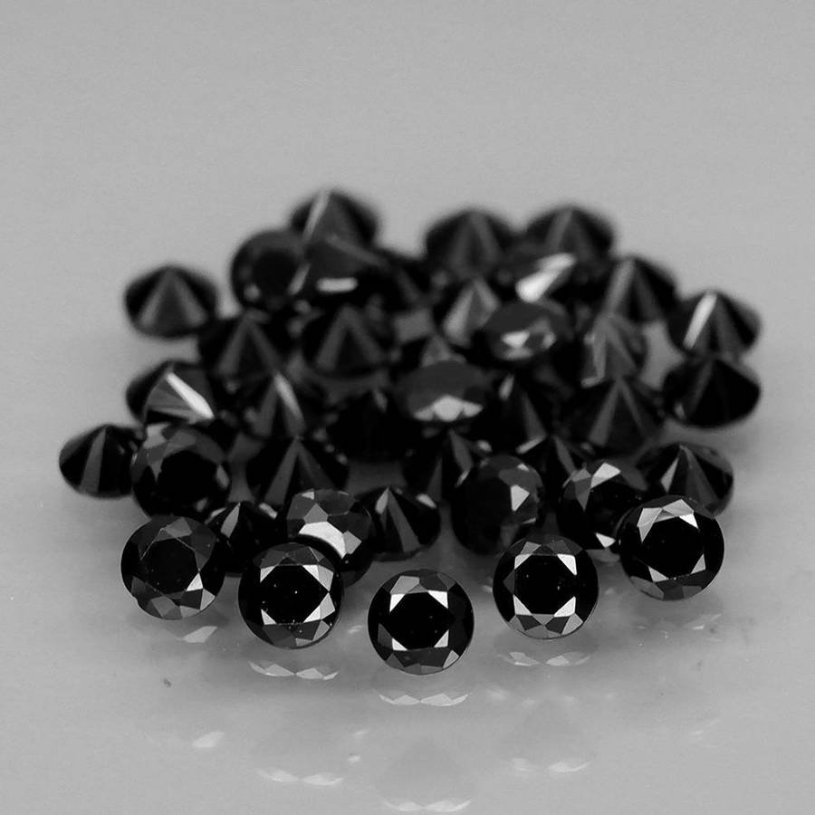 Black Spinel Round Diamond Cut 1Pcs./0.062Ct.2.2mm.Tanzania (Look Like Diamond Black)