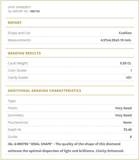 0.55cts Diamond Cushion Cut VS1 / I Fancy Yellow**Certified**