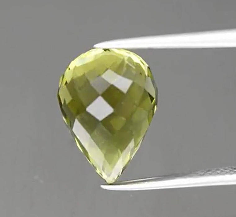7.27ct Briolette Lemon Quartz  14.3x9.7mm VVS Natural Gem Brazil