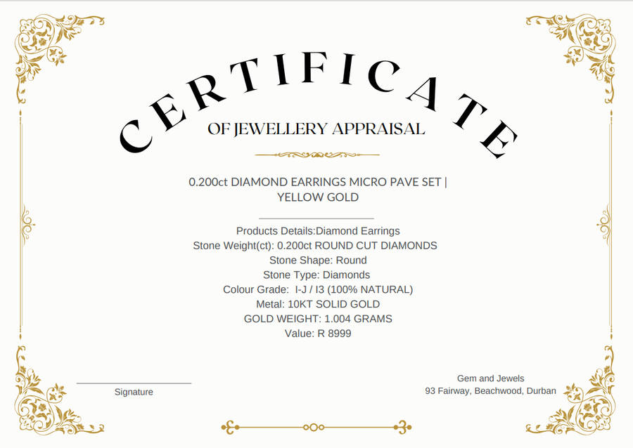 DIAMOND EARRINGS 0.200Cts MICRO PAVE SET  | YELLOW GOLD **DIAMOND CLUSTER **