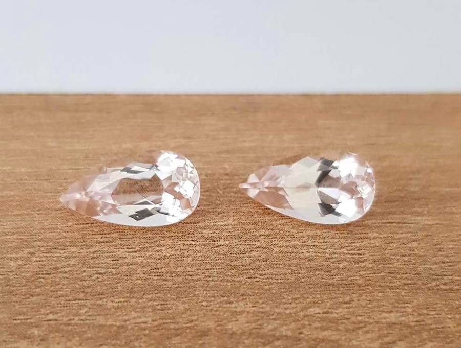 3.44cts Morganite Pear Cut Gemstone - Pair - Natural