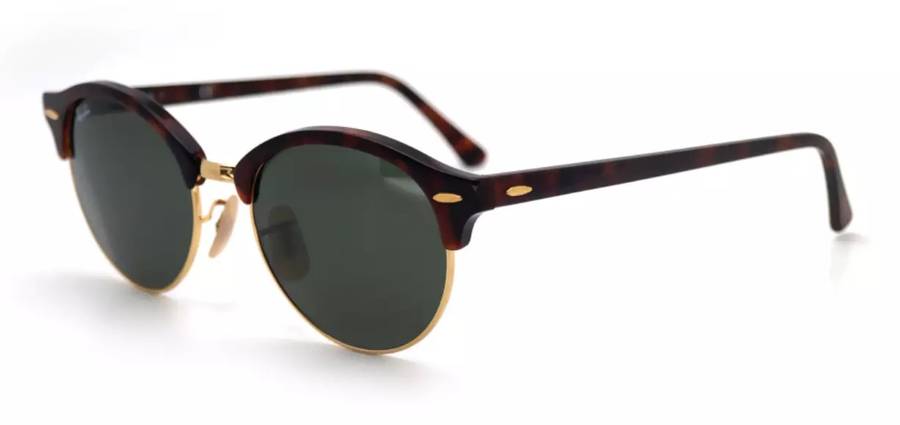 Ray-Ban Clubround Green Lens Tortoise/Gold Frame Unisex Sunglasses RB4246