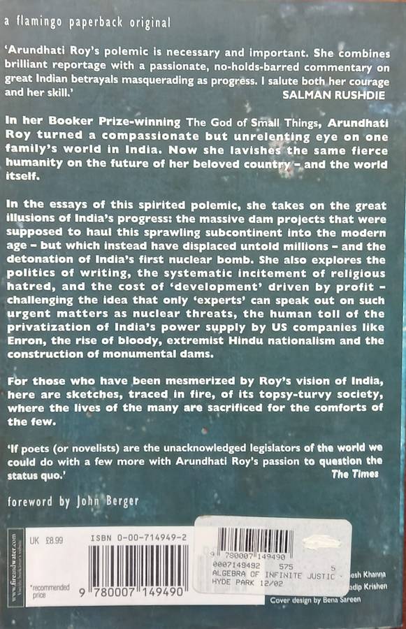 Arundhati Roy, The Algebra of Infinite Justice