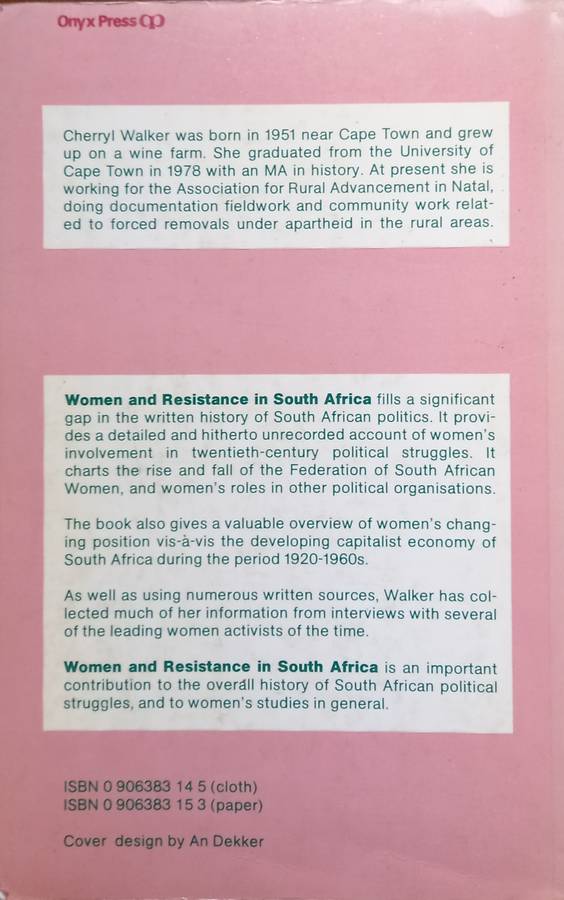 Cherryl Walker, Women and Resistance in South Africa