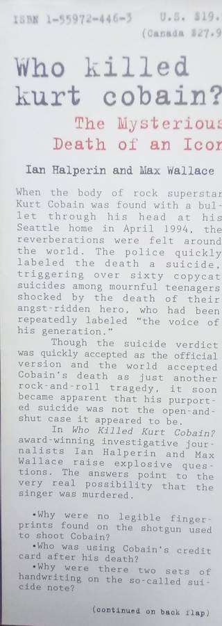 Ian Halperin & Max Wallace, Who Killed Kurt Cobain? The Mysterious Death of an Icon