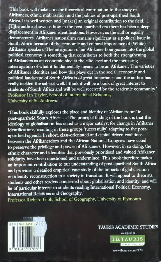 Rebecca Davies, Afrikaners in the New South Africa: Identity Politics in a Globalised Economy