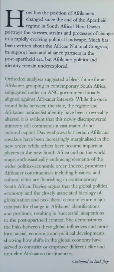 Rebecca Davies, Afrikaners in the New South Africa: Identity Politics in a Globalised Economy
