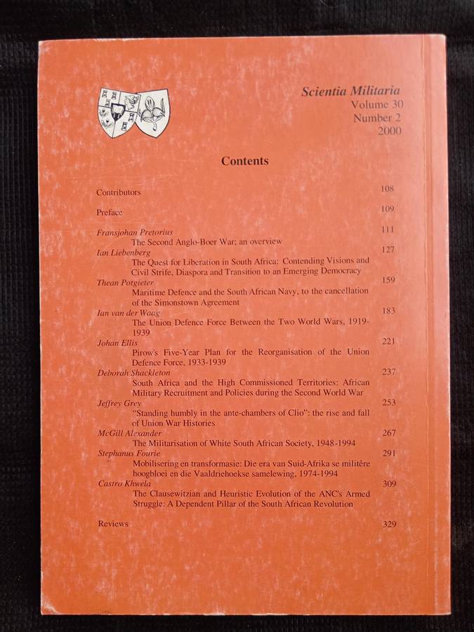 Scienta Militaria South African Journal of Military Studies Editor Lt Col Ian van der Waag