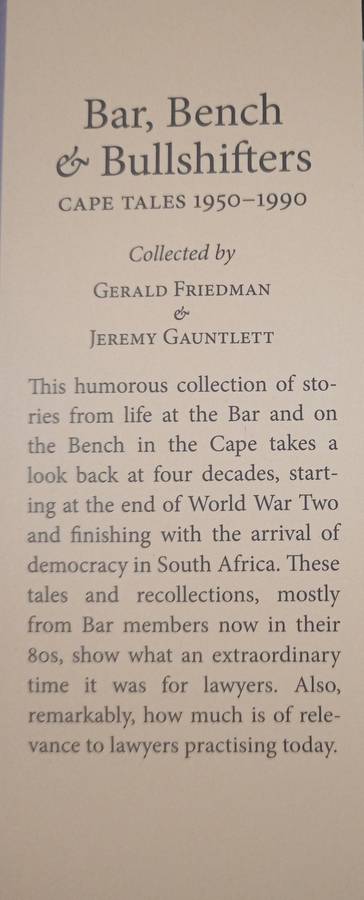 Bar, Bench & Bullshifters Cape Tales 1950-1990 Collected by Gerald Friedman & Jeremy Gauntlett